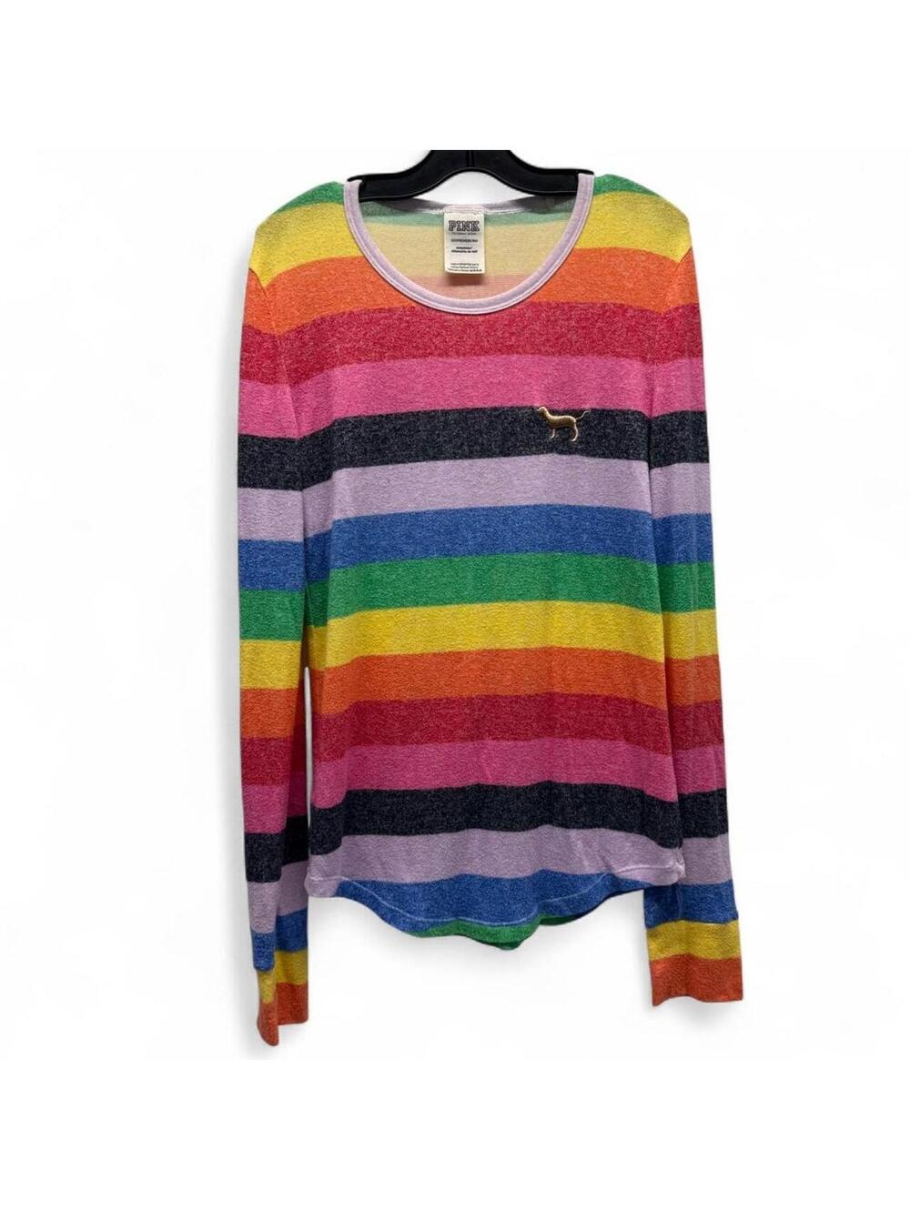 PINK rainbow striped top
